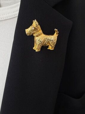 Vintage Gold Tone Scottie Dog Brooch
